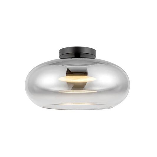 Kuzco Trinity 14in LED Semi Flush Mount | Modern Black/Chrome and Glass | Bedroom & Hallway Ceiling Light | 1840lm 3000K 90CRI | Model SF62014-BK-CH