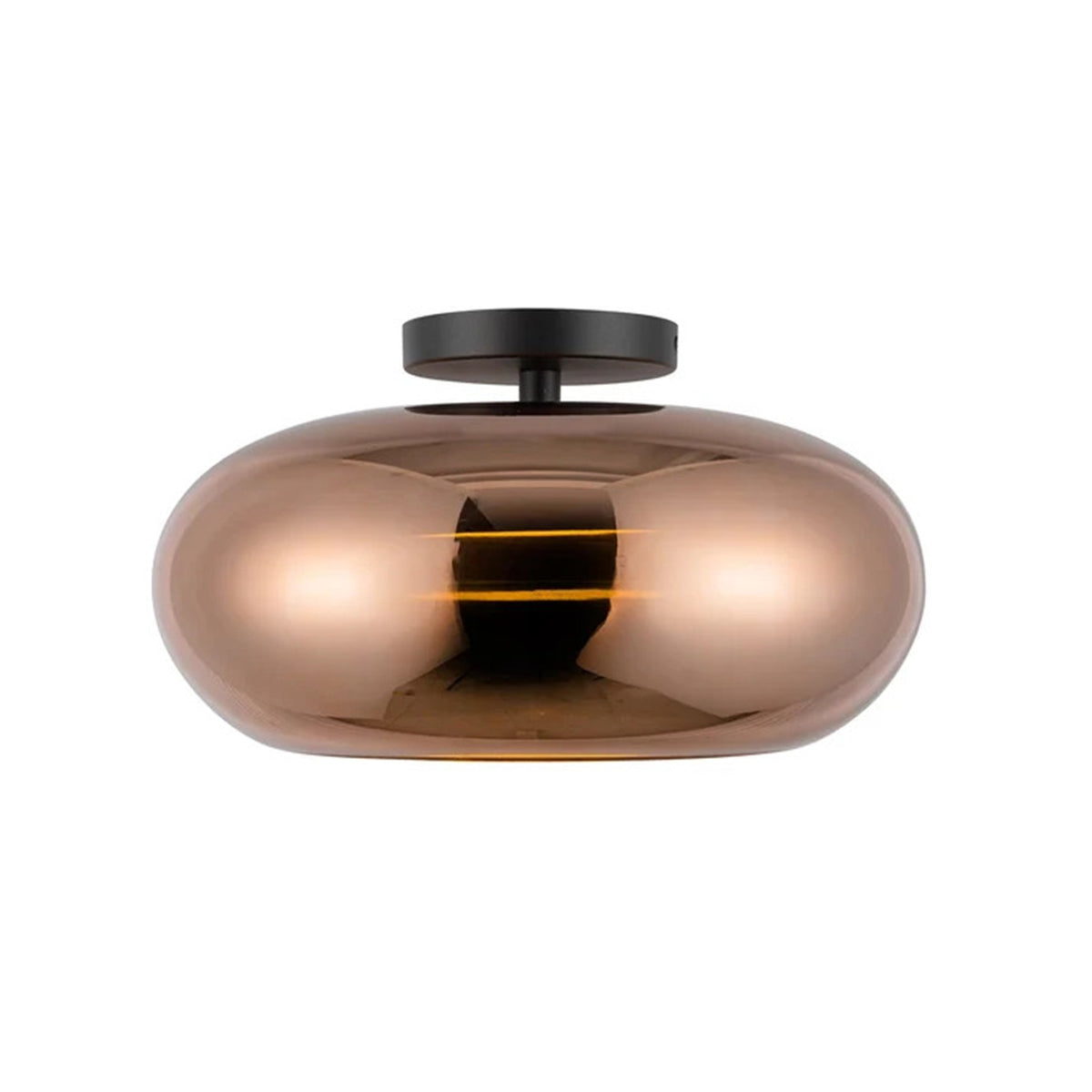 Kuzco Trinity 14in LED Semi Flush Mount | Modern Black and Copper Glass | Entryway & Hallway | 1840lm 3000K 90CRI Dimmable | Model SF62014-BK-CP