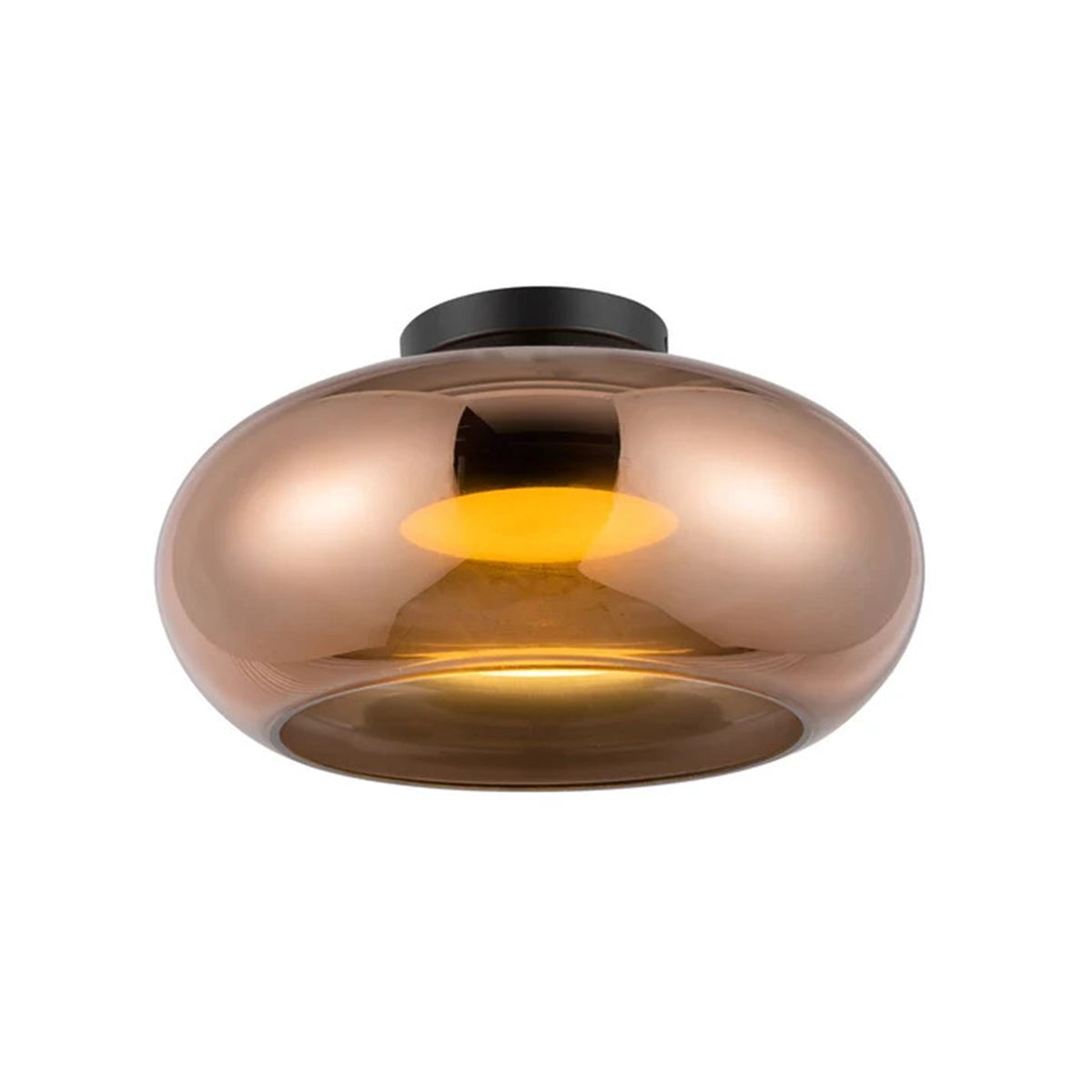 Kuzco Trinity 14in LED Semi Flush Mount | Modern Black and Copper Glass | Entryway & Hallway | 1840lm 3000K 90CRI Dimmable | Model SF62014-BK-CP