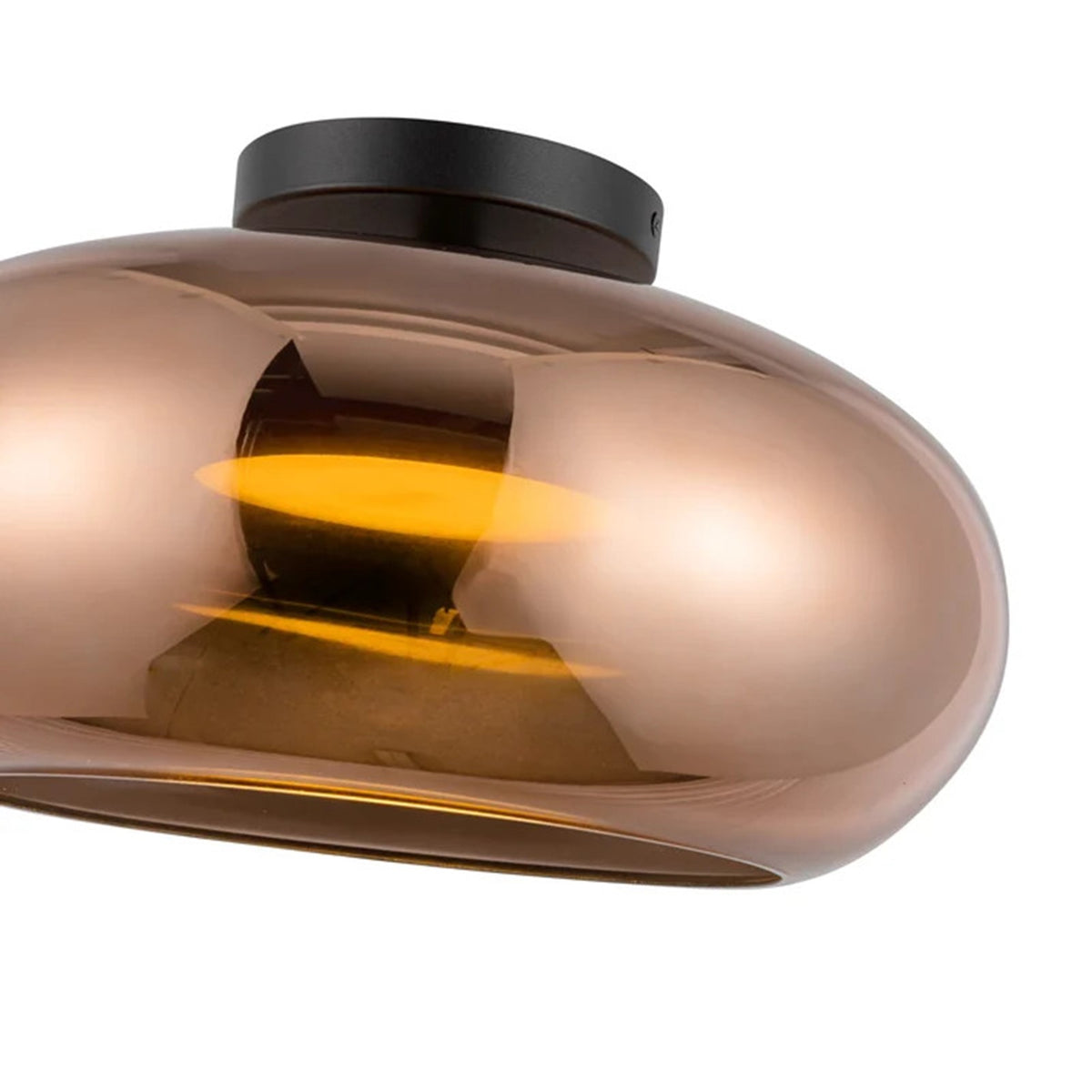 Kuzco Trinity 14in LED Semi Flush Mount | Modern Black and Copper Glass | Entryway & Hallway | 1840lm 3000K 90CRI Dimmable | Model SF62014-BK-CP