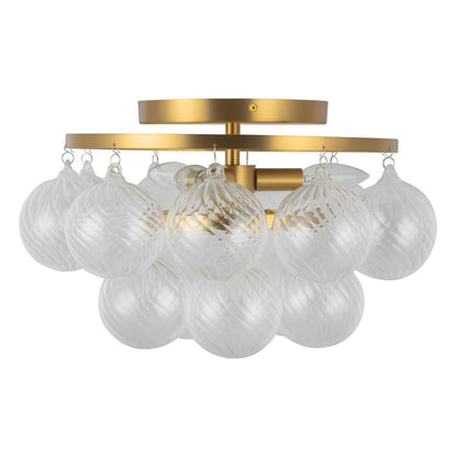 Kuzco Faye 18" Gold Semi-Flush Mount, Brushed Gold/Clear Ribbed Glass