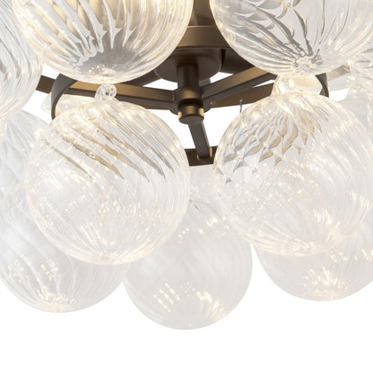 Kuzco Faye 18" Black Semi-Flush Mount, Matte Black/Clear Ribbed Glass