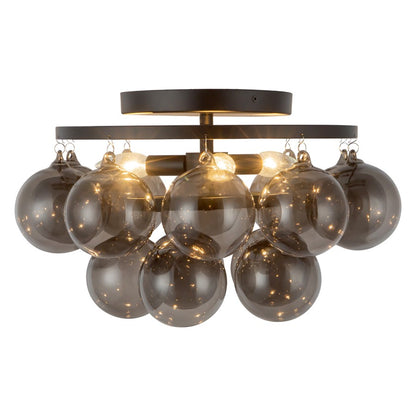 Kuzco Faye 18" Blk Semi-Flush Mt, Matte Blk/Smoked Solid Glass - SF654318MBSM
