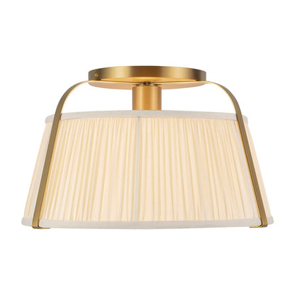 Kuzco Scout 13" Gold Semi-Flush Mount, Brushed Gold/White Linen - SF675213BGWL