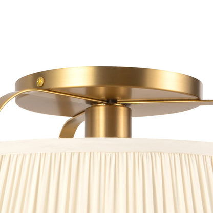 Kuzco Scout 13" Gold Semi-Flush Mount, Brushed Gold/White Linen