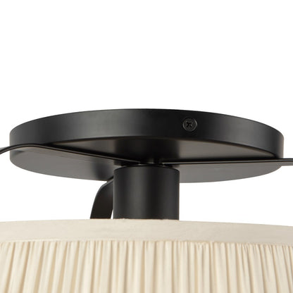 Kuzco Scout 13" Black Semi-Flush Mount, Matte Black/White Linen