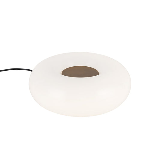 Kuzco Nimbus 9in Table Lamp | Vintage Brass Aluminum and Opal Glass Shade | Bedroom & Living Room Accent | 600lm 2700K 90CRI | Model TL12409-VB-OP