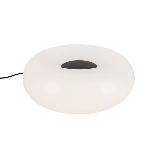Kuzco Nimbus 13in Table Lamp | Modern Black Aluminum and Opal Glass | Bedroom & Living Room Accent | 12.625 x 12.625 x 5.25 in | Model TL12413-BK-OP
