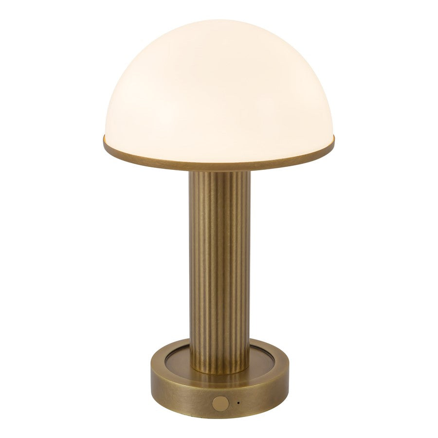 Kuzco Vienna 9" Brass Dimmable LED Table Lamp, Vintage Brass/Opal