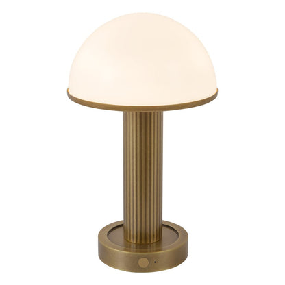 Kuzco Vienna 9" Brass Dimmable LED Table Lamp, Vintage Brass/Opal