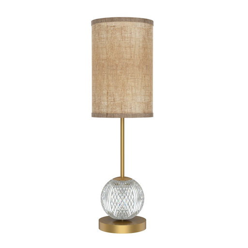 Alora Marni 21" LED Table Lamp, Brass/White Linen/Clear Carved - TL321201NBWL