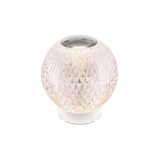 Alora Marni 3" LED Table Lamp, Nickel/Clear Carved Acrylic Diffuser - TL321903PN