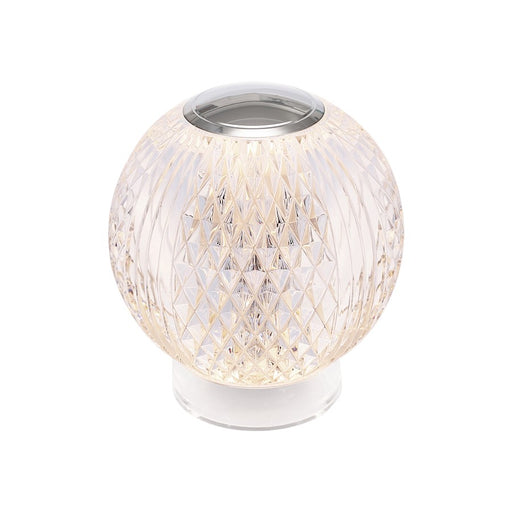 Alora Marni 4" LED Table Lamp, Nickel/Clear Carved Acrylic Diffuser - TL321904PN