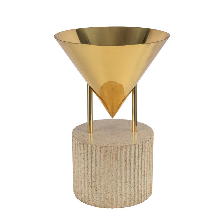 Kuzco Versus 15" Brass Table Lamp, Patina Brass