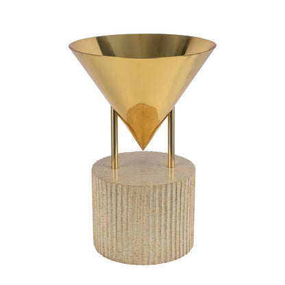 Kuzco Versus 15" Brass Table Lamp, Patina Brass
