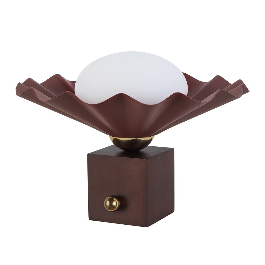 Kuzco Furrow 9" Red Table Lamp, Burgundy