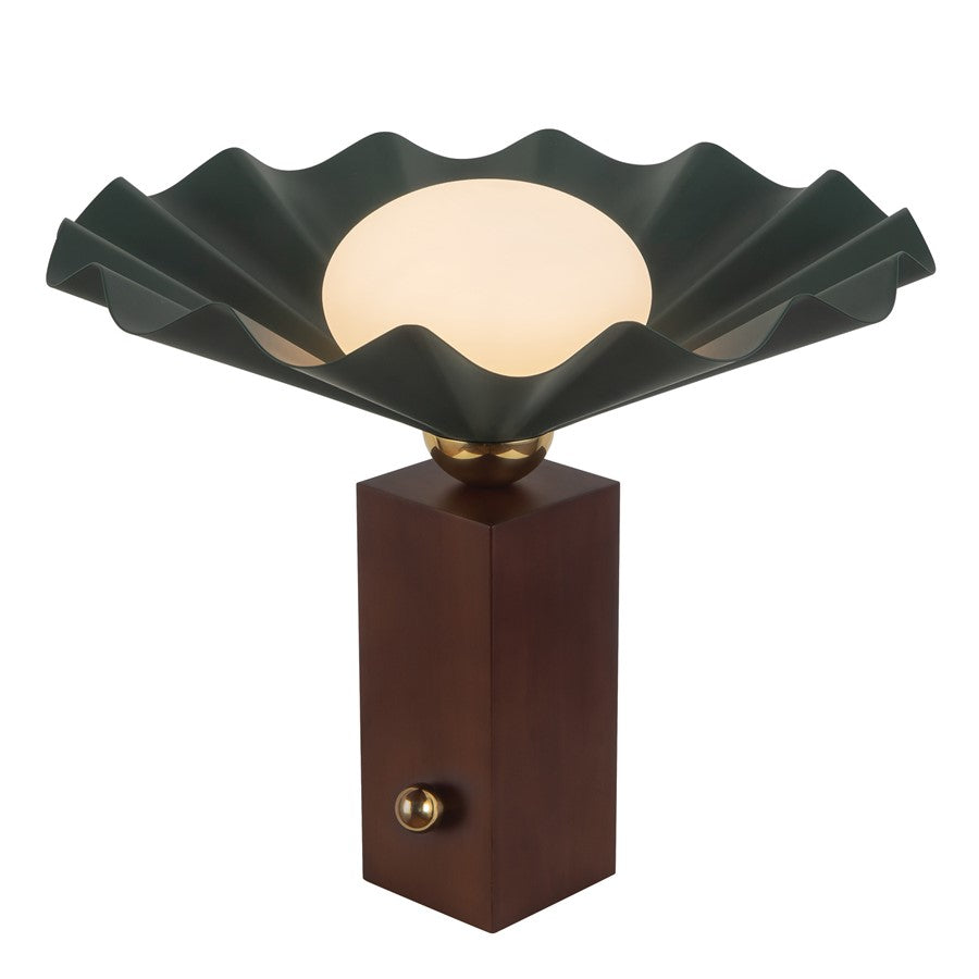 Kuzco Furrow 14" Green Table Lamp, Pine Green