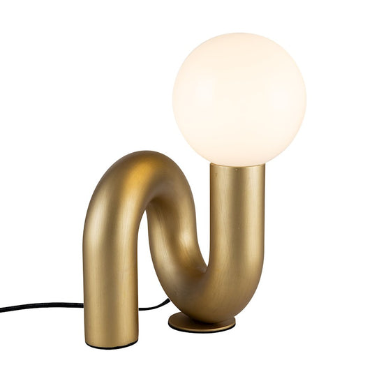 Kuzco Sadie 7in Table Lamp | Modern Swirling Brushed Gold Aluminum and Steel | Living Room & Bedroom Accent Light | Model TL420107BG