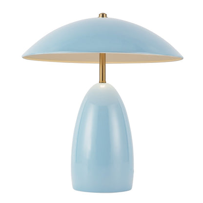 Kuzco Poppy 12" LED Table Lamp, Cerulean/Steel Shade