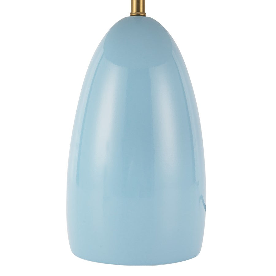 Kuzco Poppy 12" LED Table Lamp, Cerulean/Steel Shade