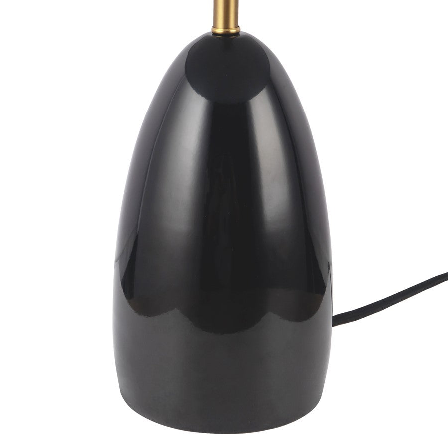 Kuzco Poppy 12" Black Dimmable LED Table Lamp, Glossy Black
