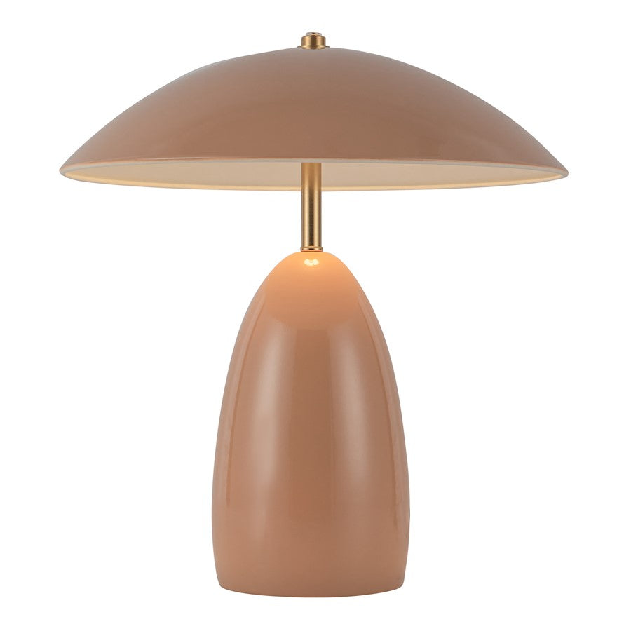 Kuzco Poppy 12" LED Table Lamp, Peach/Steel Shade