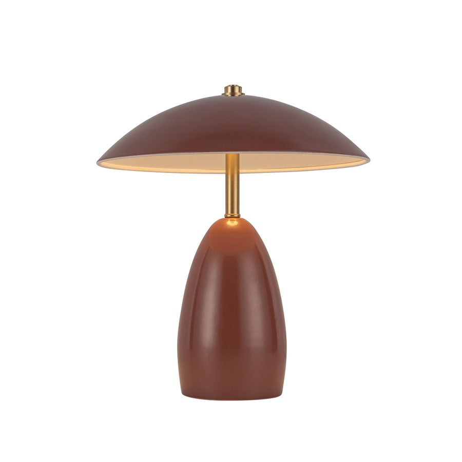 Kuzco Poppy 9" LED Table Lamp, Burgundy/Steel Shade