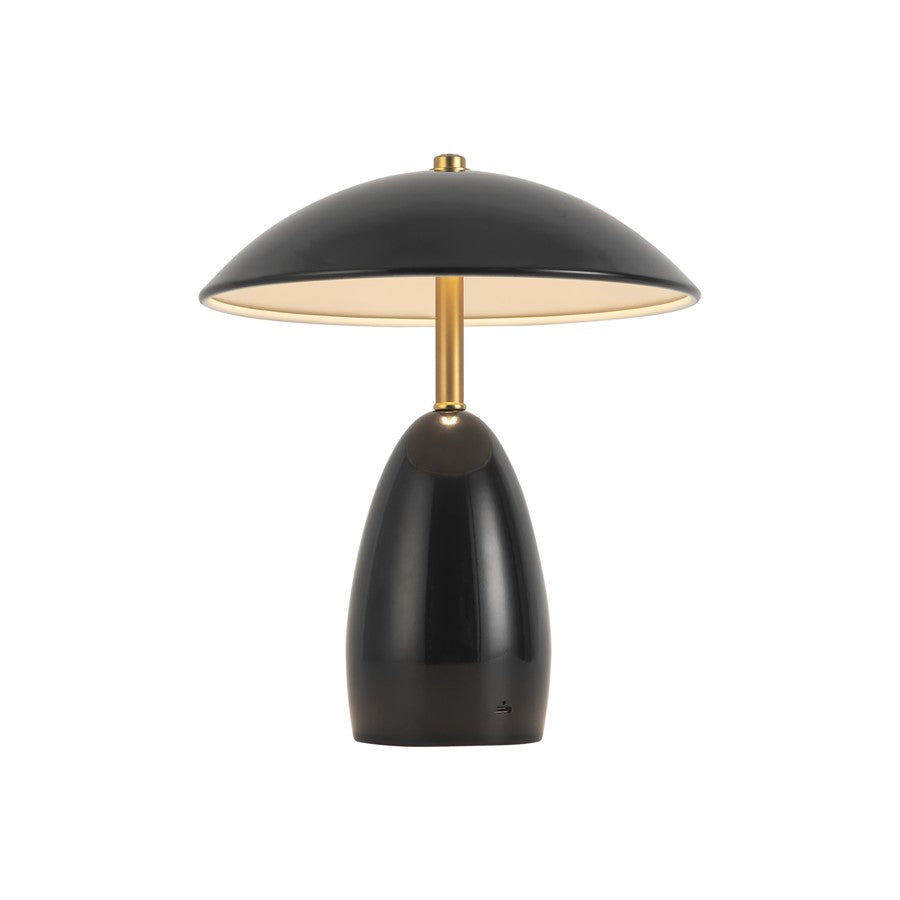 Kuzco Poppy 9" Black Dimmable LED Table Lamp, Glossy Black