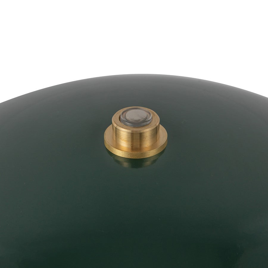 Kuzco Poppy 9" LED Table Lamp, Pine Green/Steel Shade