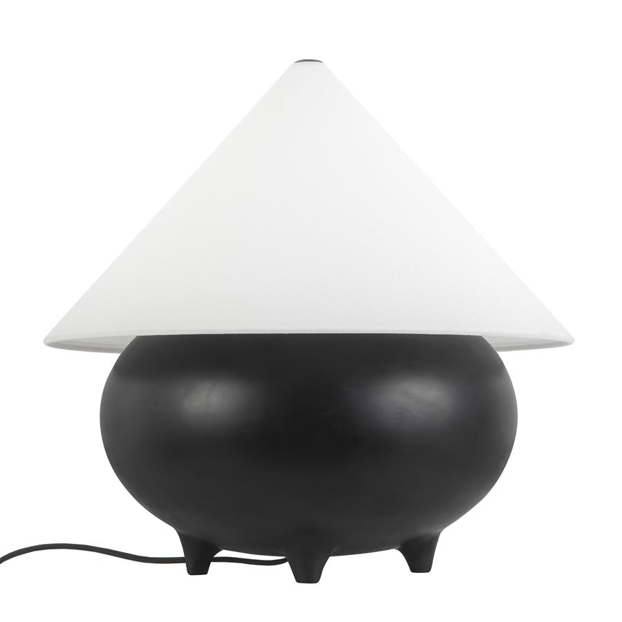 Kuzco Rowan 17" Black Table Lamp, Matte Black/White Linen