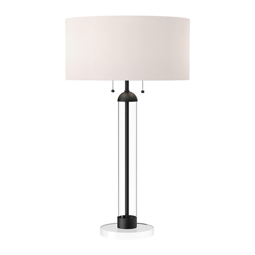 Alora Mood Sasha 2 Light 18" Table Lamp, Black/White Linen/Clear - TL567218MBWL