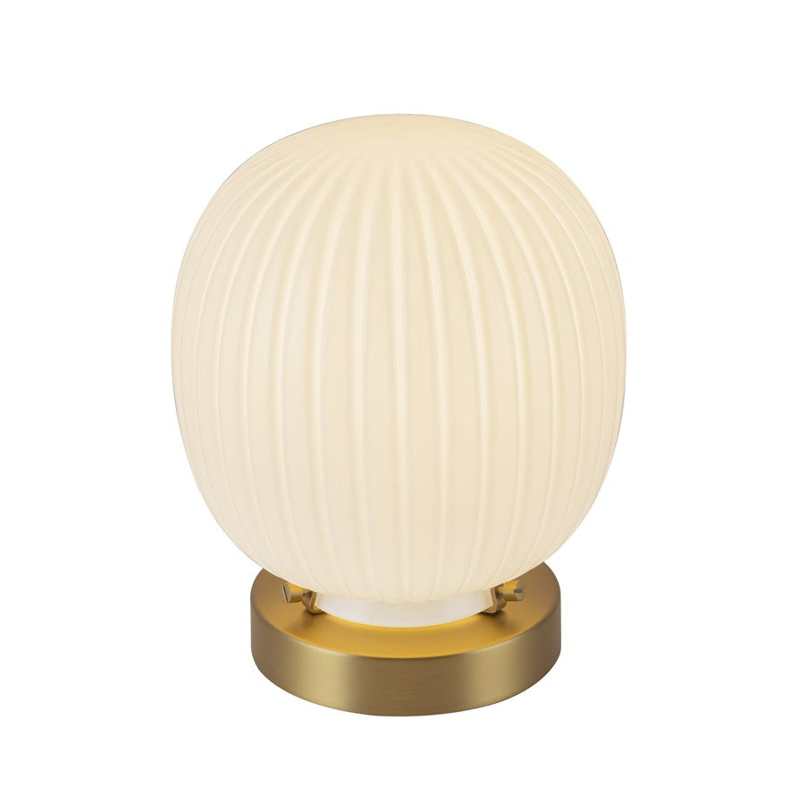 Kuzco Cherise 7" Socket Table Lamp, Gold/Glossy Ribbed Opal Glass