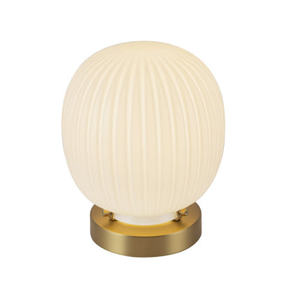 Kuzco Cherise 7" Socket Table Lamp, Gold/Glossy Ribbed Opal Glass