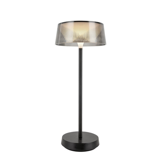 Kuzco Tindra 14in Table Lamp | Modern Black Steel and Ribbed Opal Acrylic | Bedroom & Living Room Accent | 245lm 2700K Touch | Model TL62114-BK