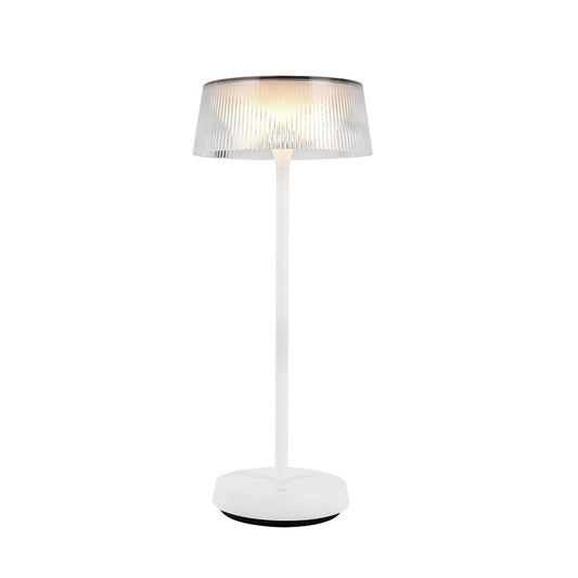 Kuzco Tindra 14in Table Lamp | Modern White Steel and Ribbed Acrylic | Living Room & Bedroom Ambient | 6.125 x 6.125 x 14.375 in | Model TL62114-WH