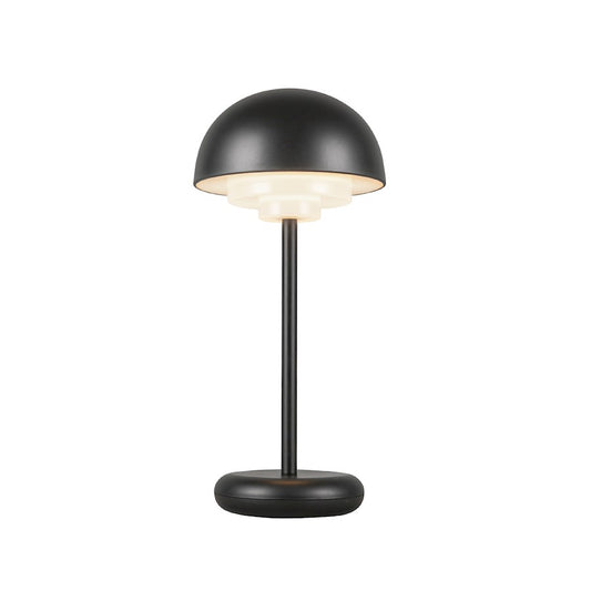 Kuzco Hinata 12in Rechargeable Table Lamp | Mid-Century Black Steel and Acrylic | Bedroom & Living Room Accent Light | 150lm | Model TL63812-BK