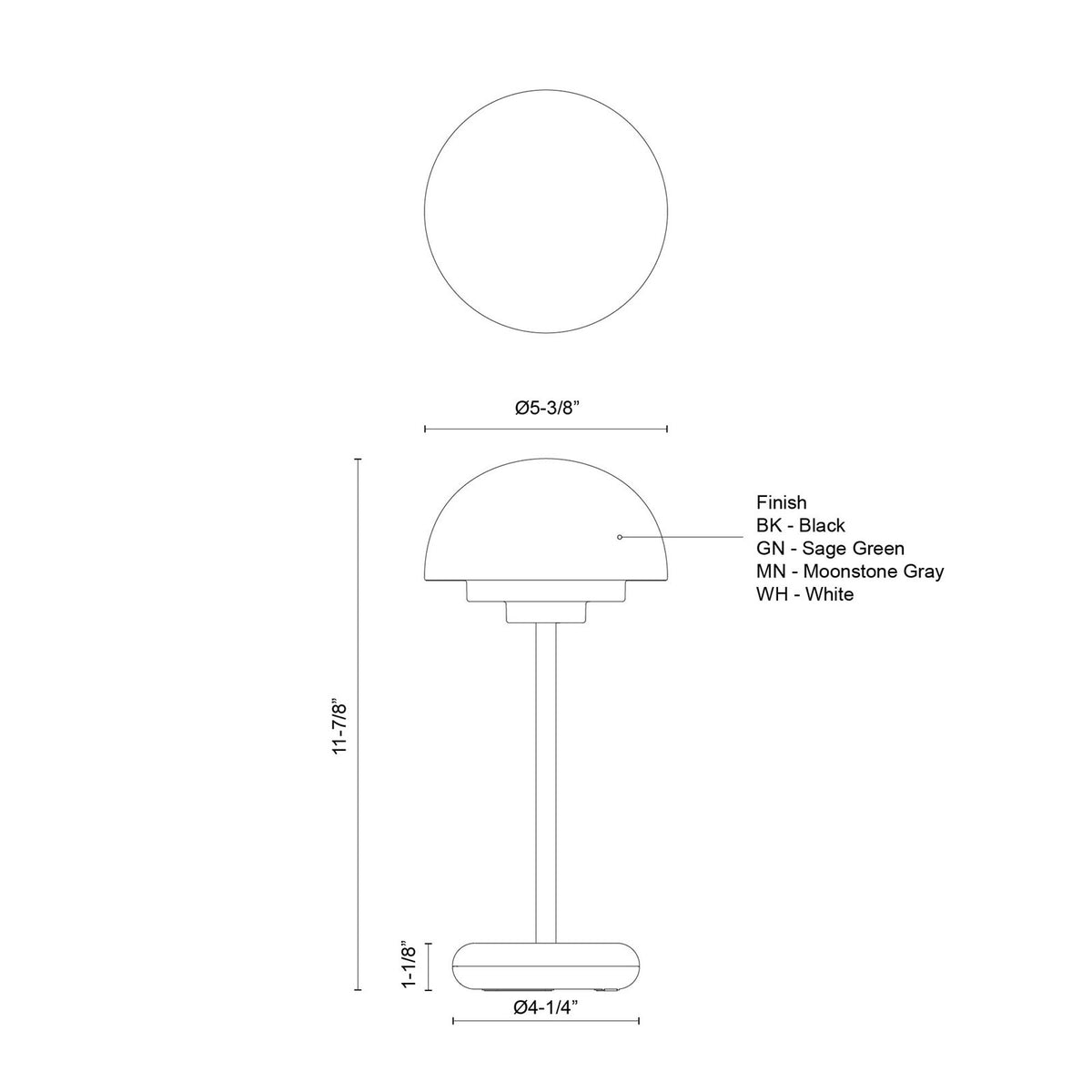 Kuzco Hinata 12in Rechargeable Table Lamp | Moonstone Gray Steel and Acrylic | Bedroom & Living Room Accent | 150lm, 2700K, 90CRI | Model TL63812-MN