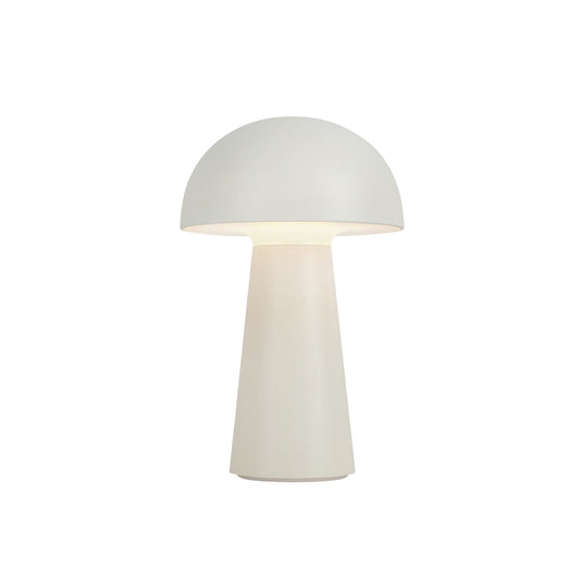 Kuzco Asher 8in Table Lamp | Mid-Century Cream Steel and Polymeric Shade | Bedroom & Living Room Accent | 5.5 x 5.5 x 8.6 in | Model TL64108-CM