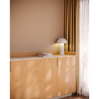 Kuzco Setas 10in Table Lamp | Mid-Century Cream Steel and Acrylic Shade | Bedroom & Office Task Light | 200lm 2700K 3-Step Dim | Model TL65210-CM