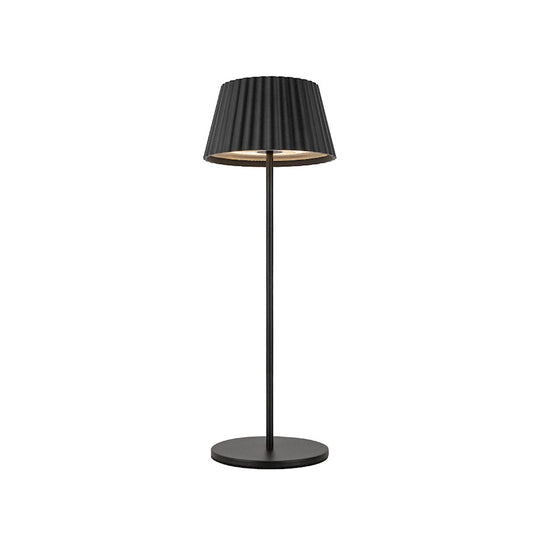Kuzco Dario 14in Table Lamp | Modern Pleated Metal Black Shade and Acrylic Diffuser | Bedside & Living Room Accent | 130lm, 2700K | Model TL65614-BK