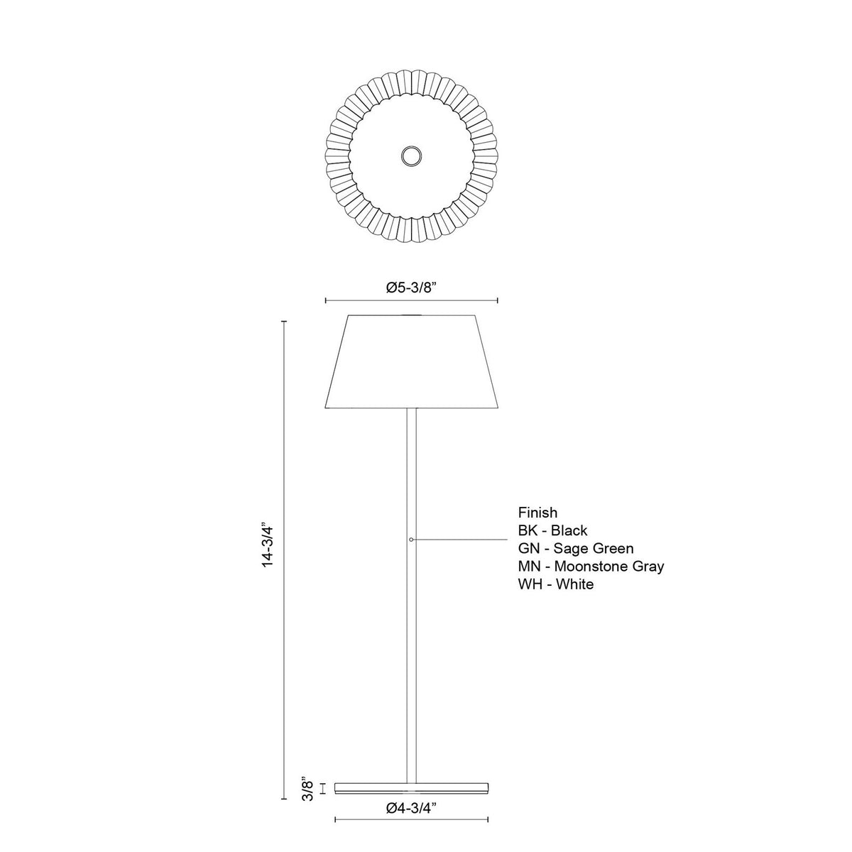 Kuzco Dario 14in Table Lamp | Modern Pleated Moonstone Gray Steel Shade | Bedroom & Living Room Accent | 200lm 2700K Touch Dim | Model TL65614-MN
