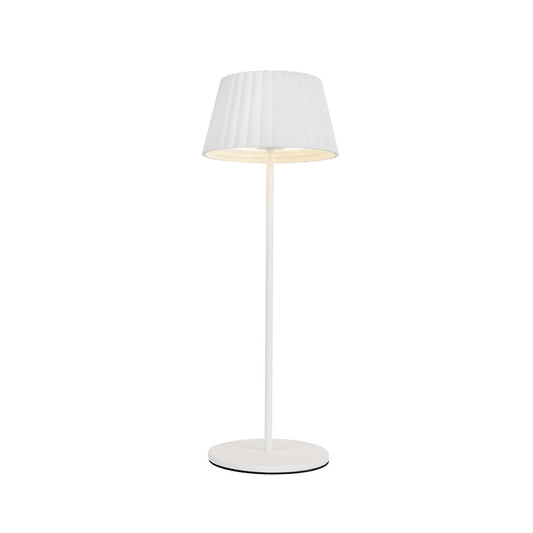 Kuzco Dario 14in Table Lamp | Modern Pleated White Steel Shade | Bedroom & Living Room Accent | 200lm 2700K Touch Dim | Model TL65614-WH