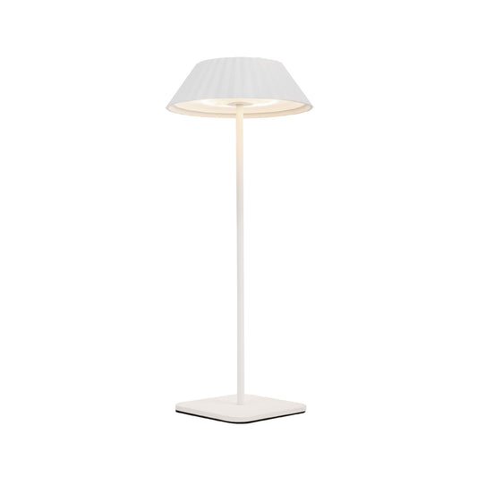Kuzco Pela 14in Table Lamp | Modern White Steel and Frosted Acrylic | Bedroom & Living Room Accent | 200lm 2700K 90CRI Touch Dimmer | Model TL66714-WH