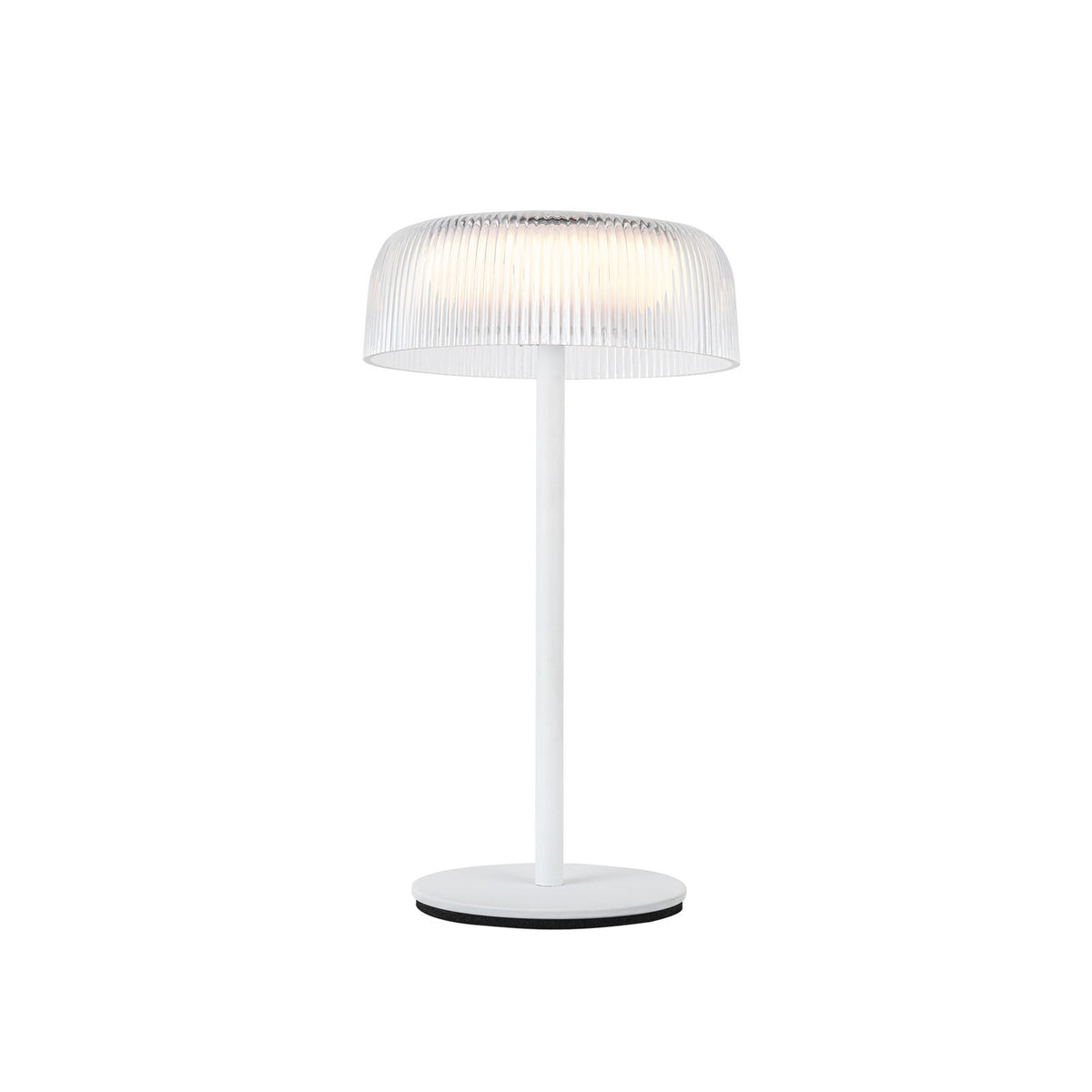 Kuzco Brilla 11in Table Lamp | Modern White Steel and Ribbed Acrylic | Bedroom & Living Room Accent | 245lm 2700K Rechargeable | Model TL68211-WH