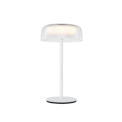 Kuzco Brilla 11in Table Lamp | Modern White Steel and Ribbed Acrylic | Bedroom & Living Room Accent | 245lm 2700K Rechargeable | Model TL68211-WH