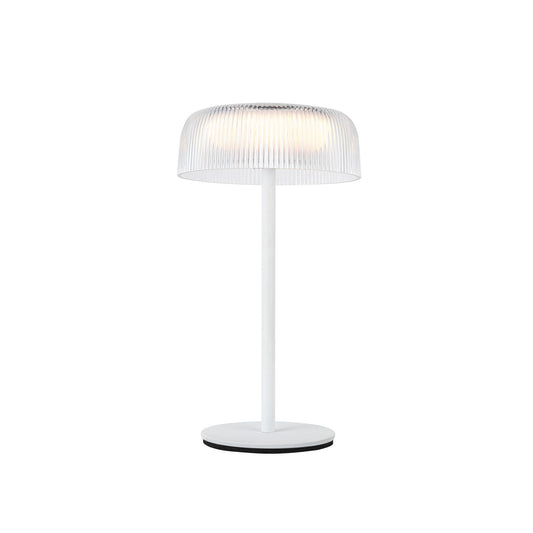 Kuzco Brilla 11in Table Lamp | Modern White Steel and Ribbed Acrylic | Bedroom & Living Room Accent | 245lm 2700K Rechargeable | Model TL68211-WH