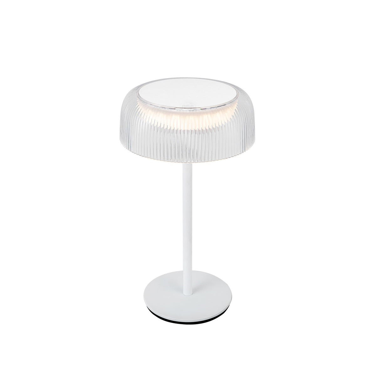 Kuzco Brilla 11in Table Lamp | Modern White Steel and Ribbed Acrylic | Bedroom & Living Room Accent | 245lm 2700K Rechargeable | Model TL68211-WH
