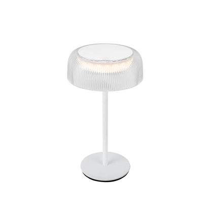 Kuzco Brilla 11in Table Lamp | Modern White Steel and Ribbed Acrylic | Bedroom & Living Room Accent | 245lm 2700K Rechargeable | Model TL68211-WH