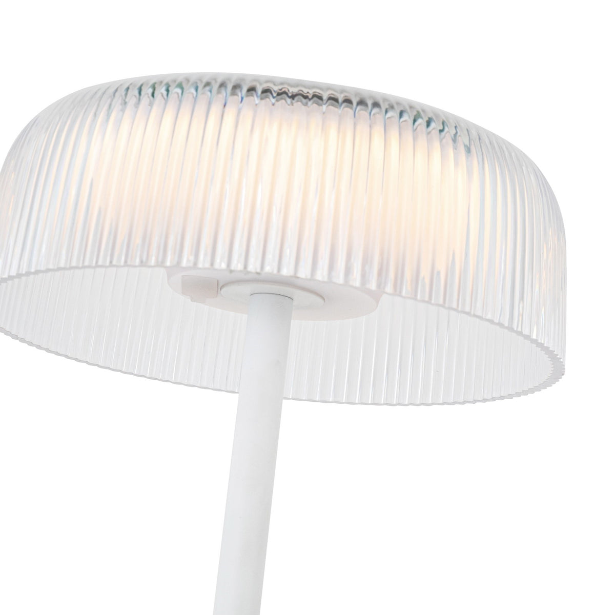 Kuzco Brilla 11in Table Lamp | Modern White Steel and Ribbed Acrylic | Bedroom & Living Room Accent | 245lm 2700K Rechargeable | Model TL68211-WH