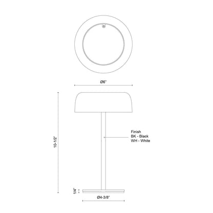 Kuzco Brilla 11in Table Lamp | Modern White Steel and Ribbed Acrylic | Bedroom & Living Room Accent | 245lm 2700K Rechargeable | Model TL68211-WH
